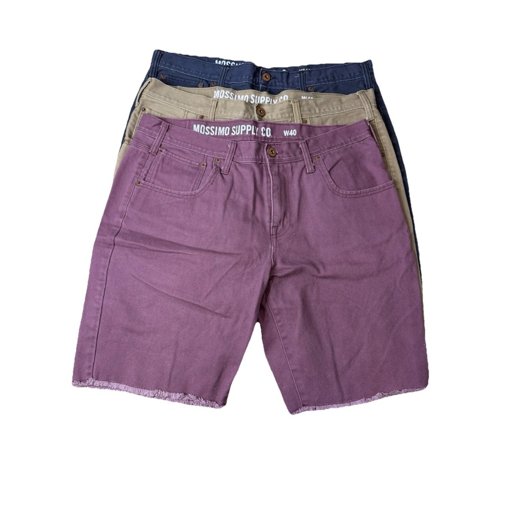 MOSSIMO Set Of 3 Bermuda Stretch Denim Shorts Slim SZ 40 MENS Casual frayed - Picture 1 of 15